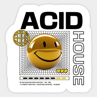 ACID HOUSE  - 3D Smiley (Yellow/Black) Sticker